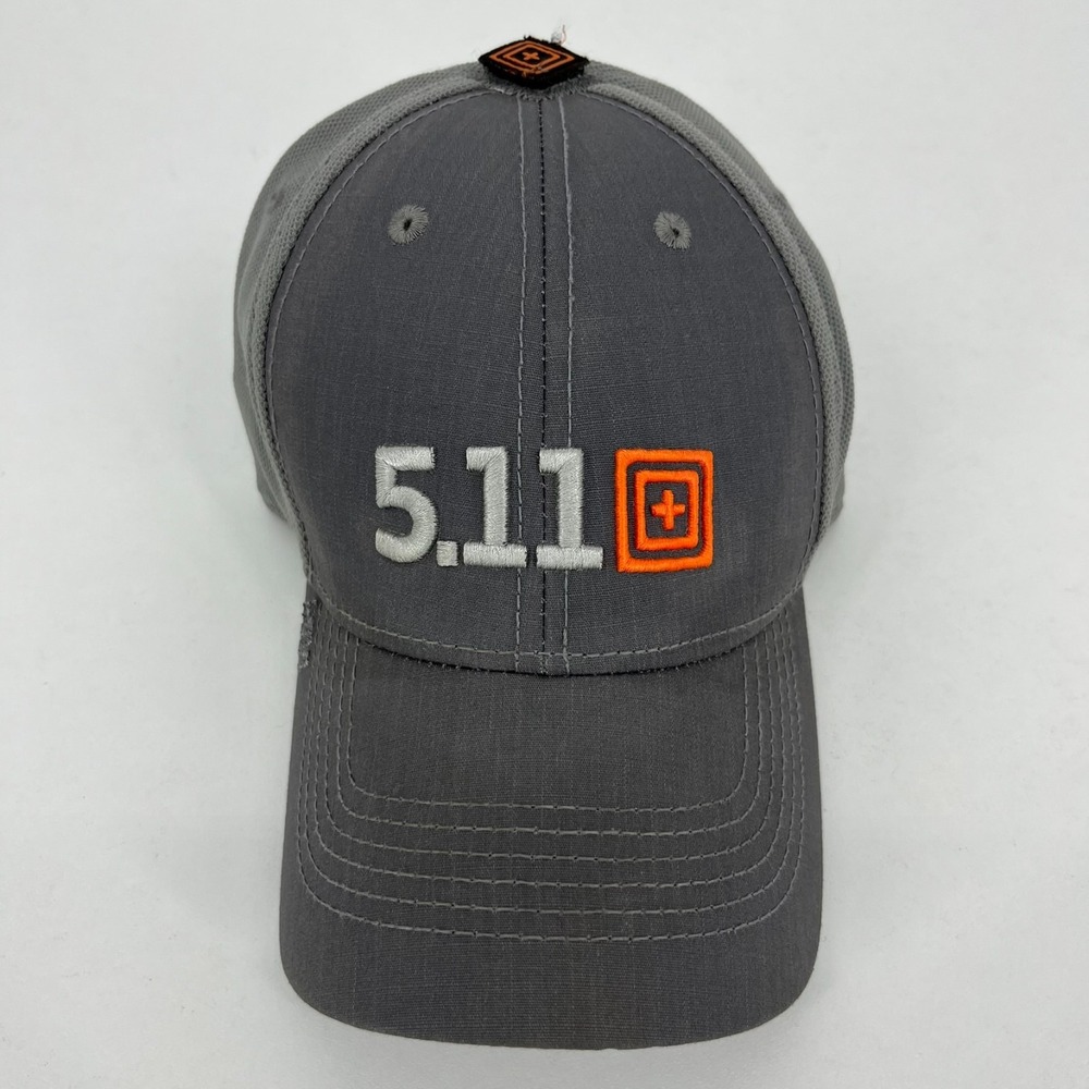 5.11 Tactical Mens Grey Ripstop Mesh Back Adjustable Trucker Hat Cap